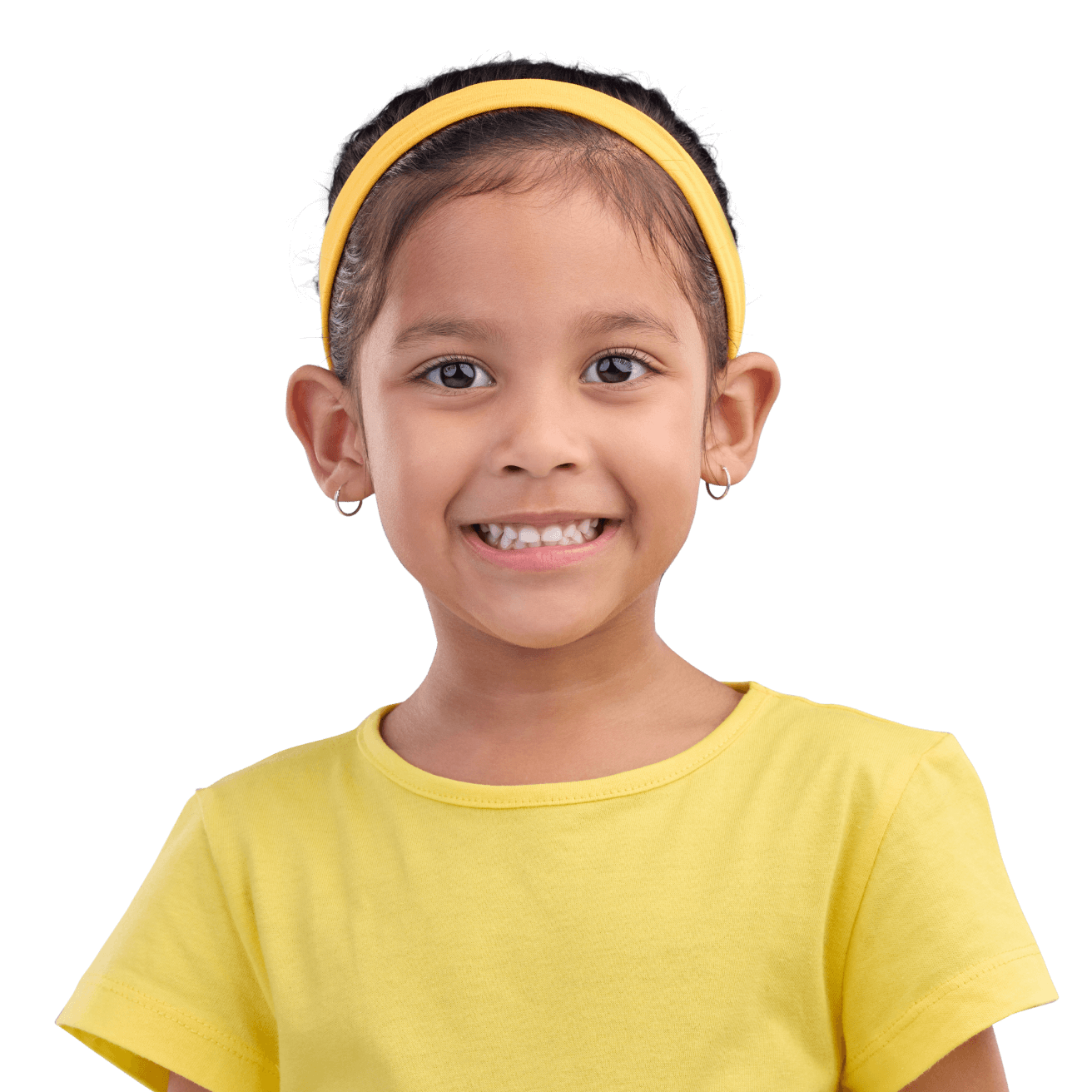 Happy child in yellow t-shirt